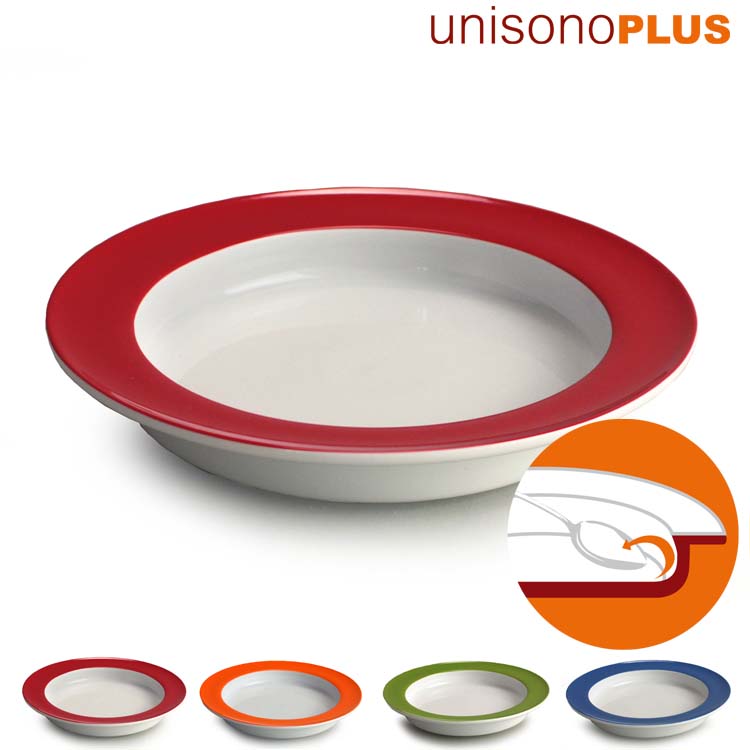 unisonoPLUS Spezial Suppenteller Porzellan mit Schiebekante 22 cm - farbig