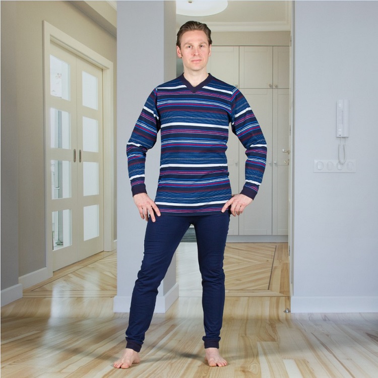 Pflegeoverall im Pyjama-Look  Herren Schlafanzug Einteiler
