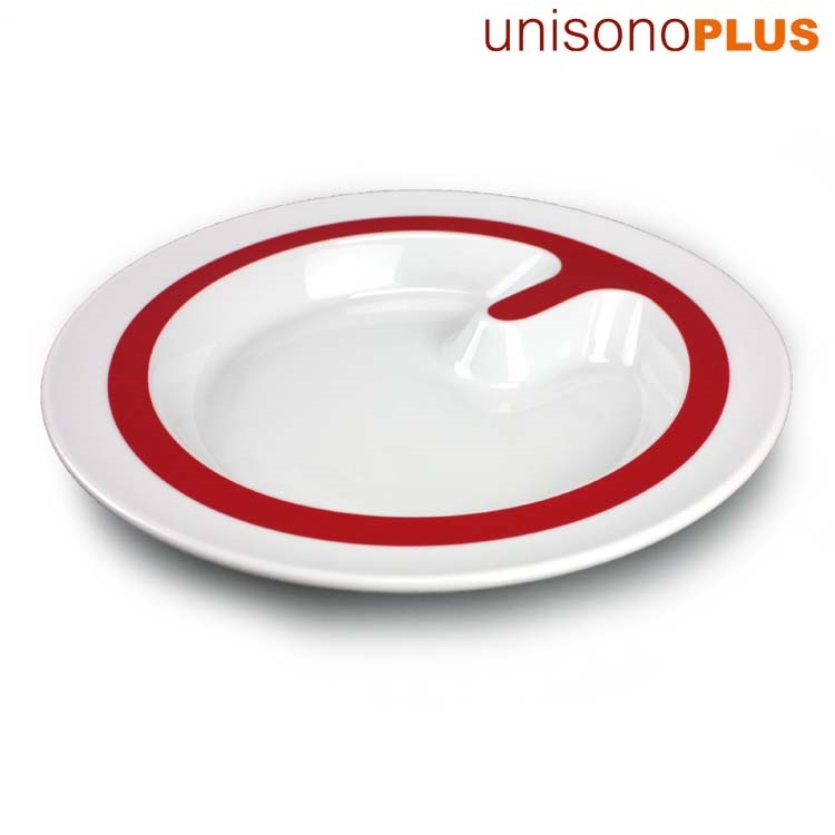 unisonoPLUS Porzellan-Teller mit Einteilung, roter Rand
