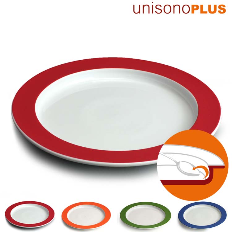 unisonoPLUS Spezial Speiseteller Porzellan mit Schiebekante 26 cm - farbig